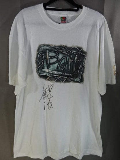 【Hｉｒｏｓｈi Hase  hand signed autograph 】 Batt Logo T-Shirt (1) (White)