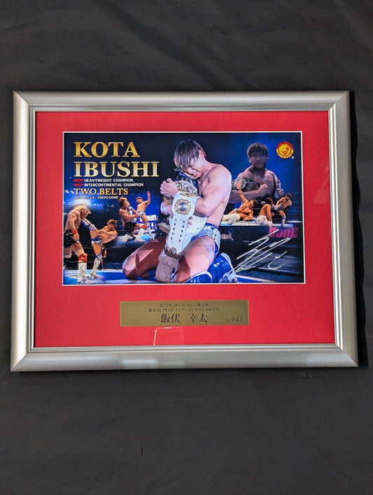 ★ Double Champion ★ Kota Ibushi IWGP & Intercontinental Title hand signed autograph Photo Frame