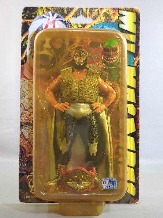 Mil Mascaras  (with black trade, green shark mouth, IWA belt)
