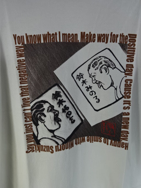 鈴木みのる イラスト Tシャツ①(ホワイト)