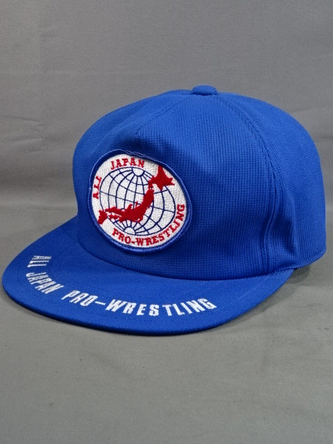【Giant Baba  hand signed autograph 】All day Pro Wrestling Logo Patch Cap (1) (Blue)