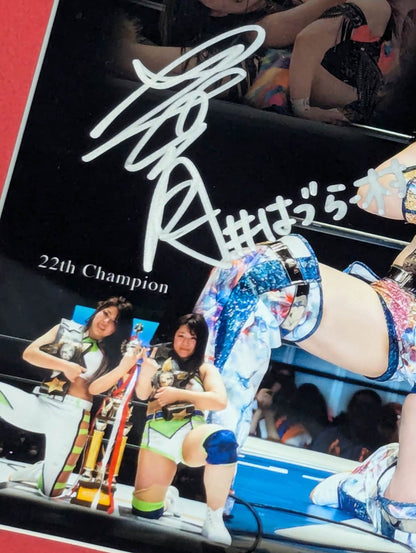 ★ The first and third crowning ★ in history FWC Hazuki &Koguma  2 hand signed autographs Commemorative photo frame Goddesses Of Stardom