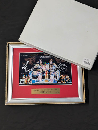★ The first and third crowning ★ in history FWC Hazuki &Koguma  2 hand signed autographs Commemorative photo frame Goddesses Of Stardom