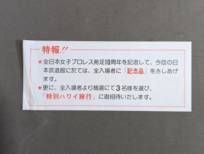 ★結成10周年記念★ 全日本女子プロレス 日本武道館大会 御優待券