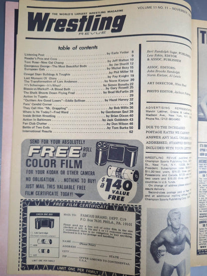 ★日本語解説付★Wrestling REVUE 1970年11月号