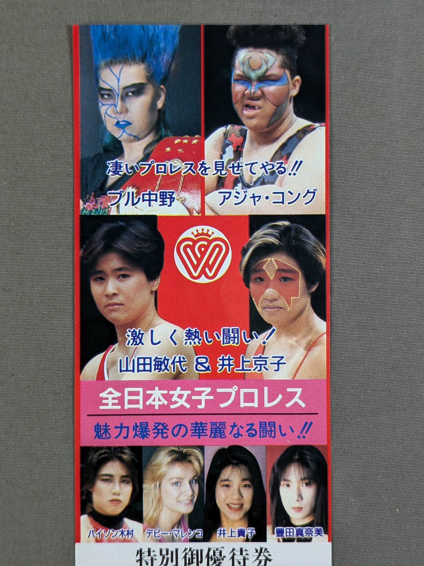 ★魅力爆発の華麗なる闘い!!★ 全日本女子プロレス 特別御優待券