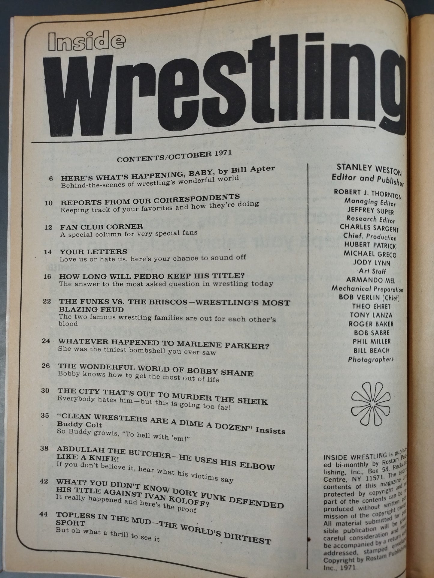 Inside Wrestling 1971年10月号