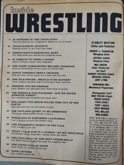 Inside Wrestling 1970年12月号