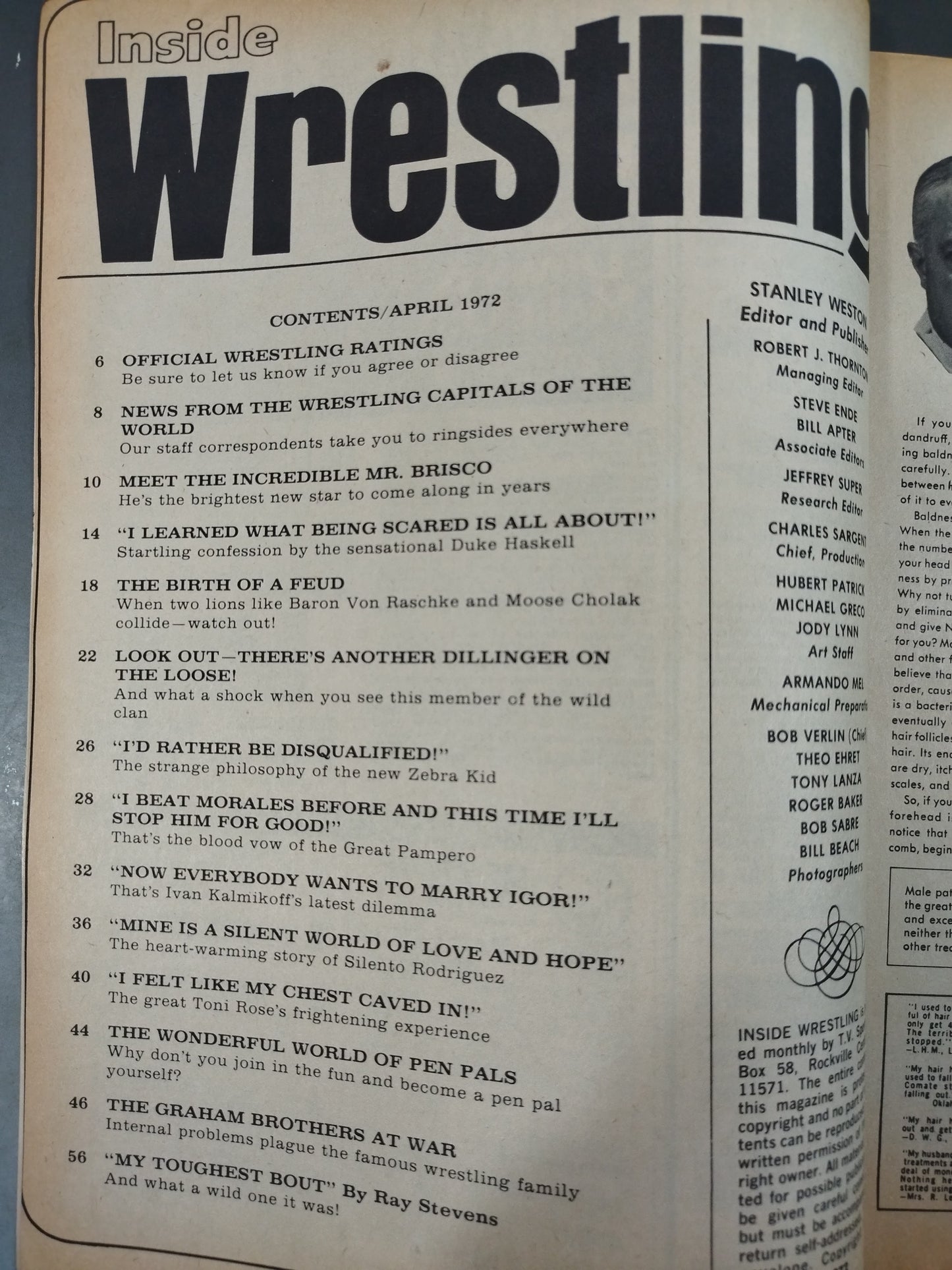 Inside Wrestling 1972年4月号
