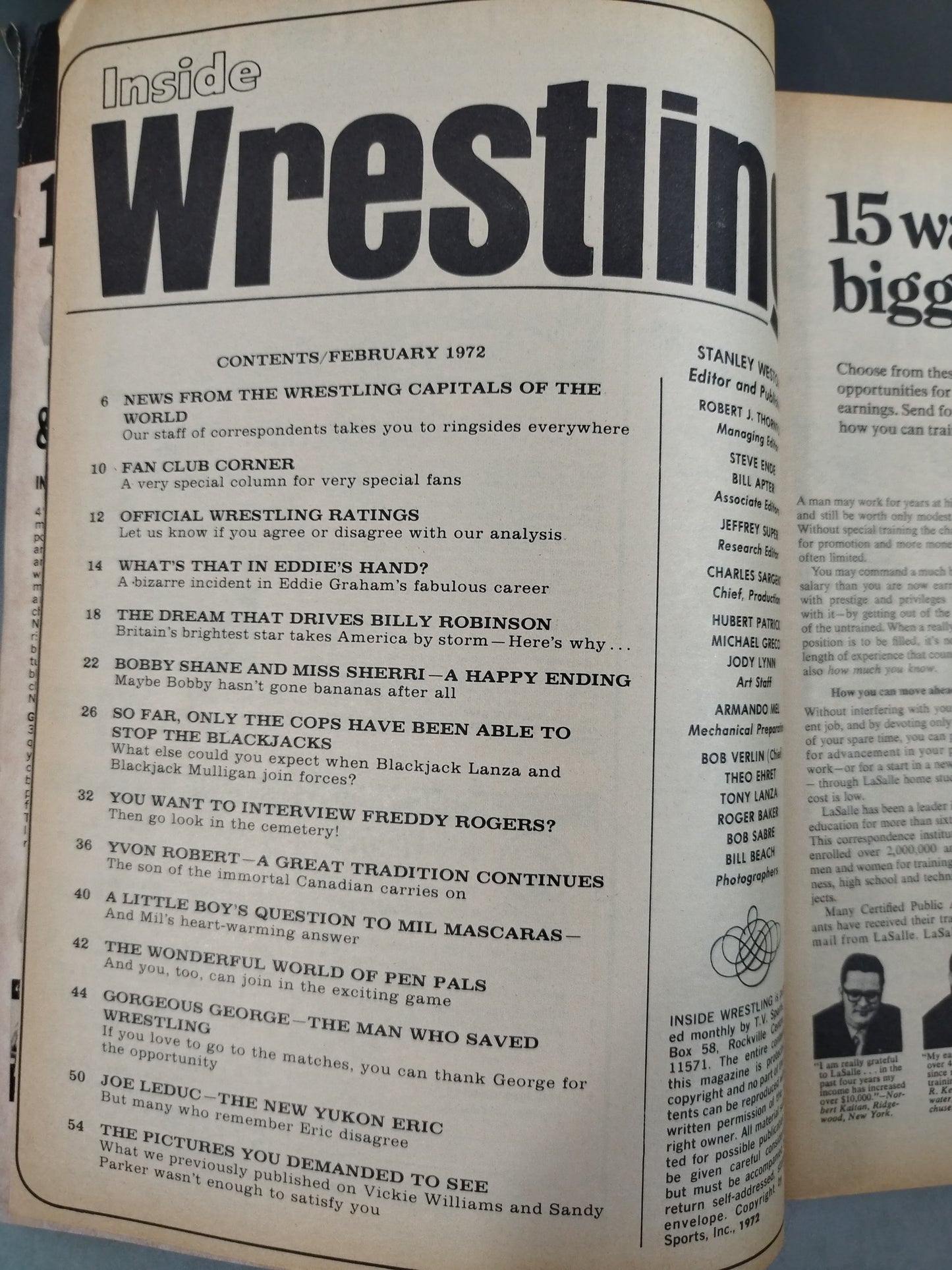 Inside Wrestling 1972年2月号