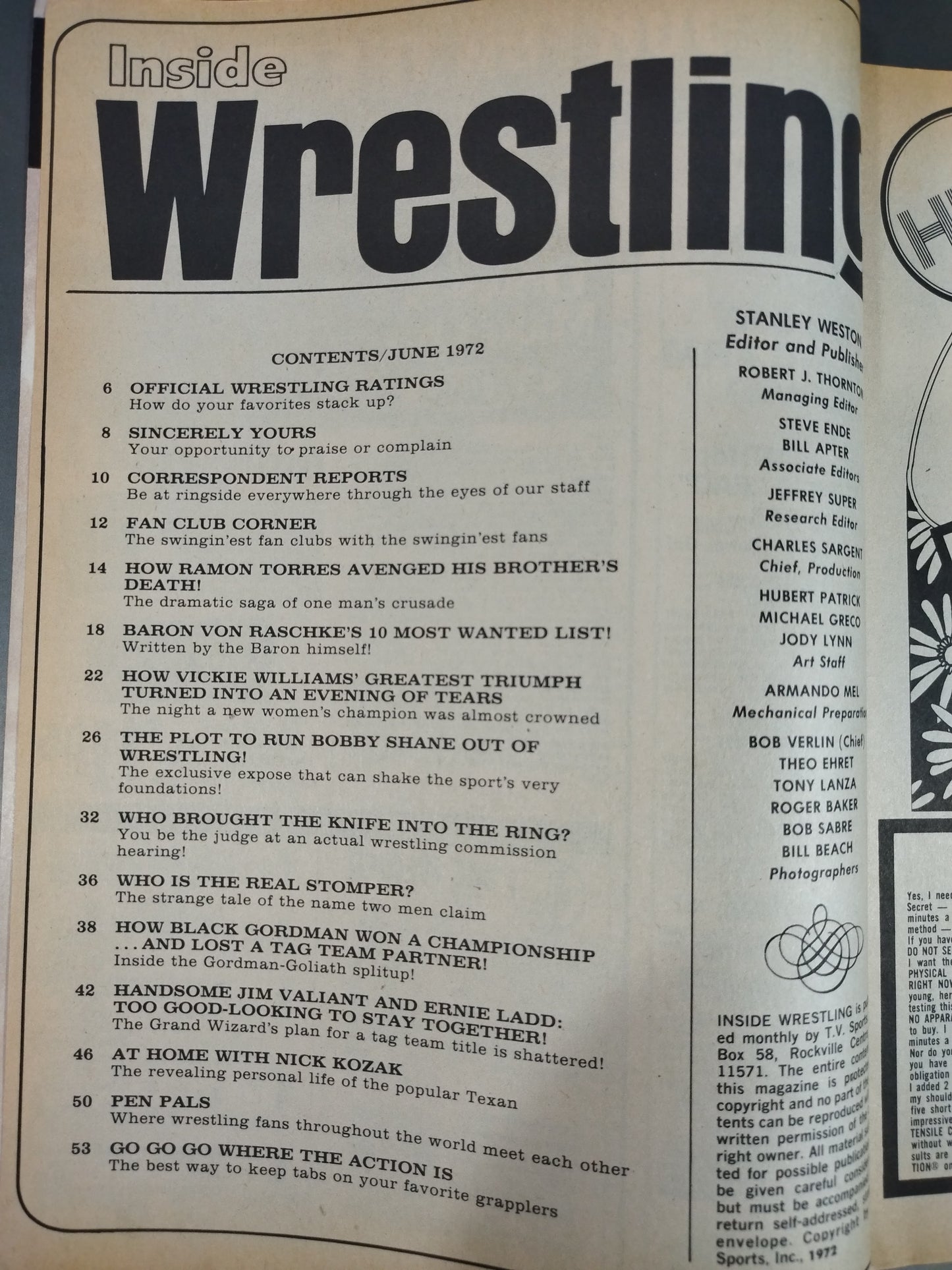 Inside Wrestling 1972年6月号