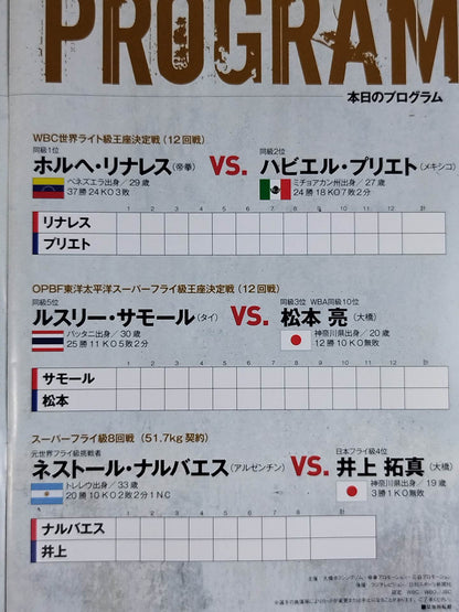 【ホルヘ・リナレス 直筆サイン入り】井上尚弥＆八重樫東＆ホルヘ・リナレス トリプル世界タイトルマッチ