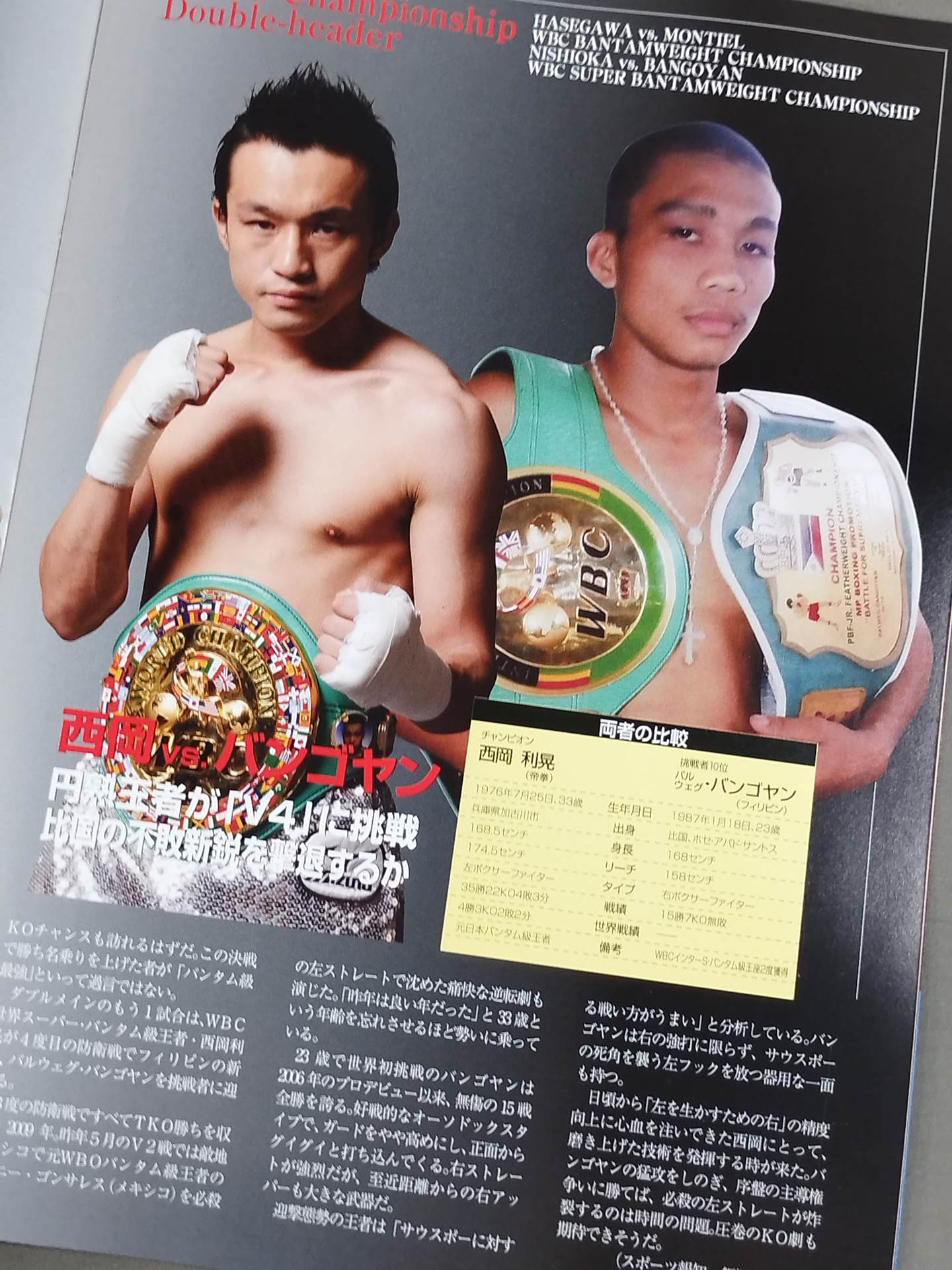 長谷川穂積＆西岡利晃 ダブル世界タイトルマッチ