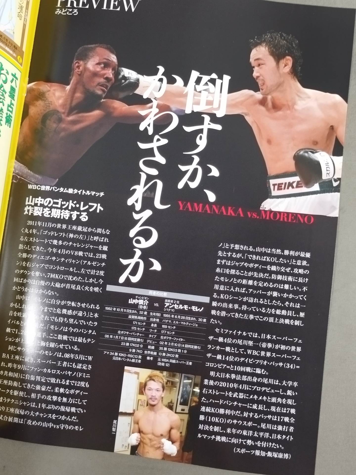 【WBC世界バンタム級タイトルマッチ】山中慎介vsモレノ