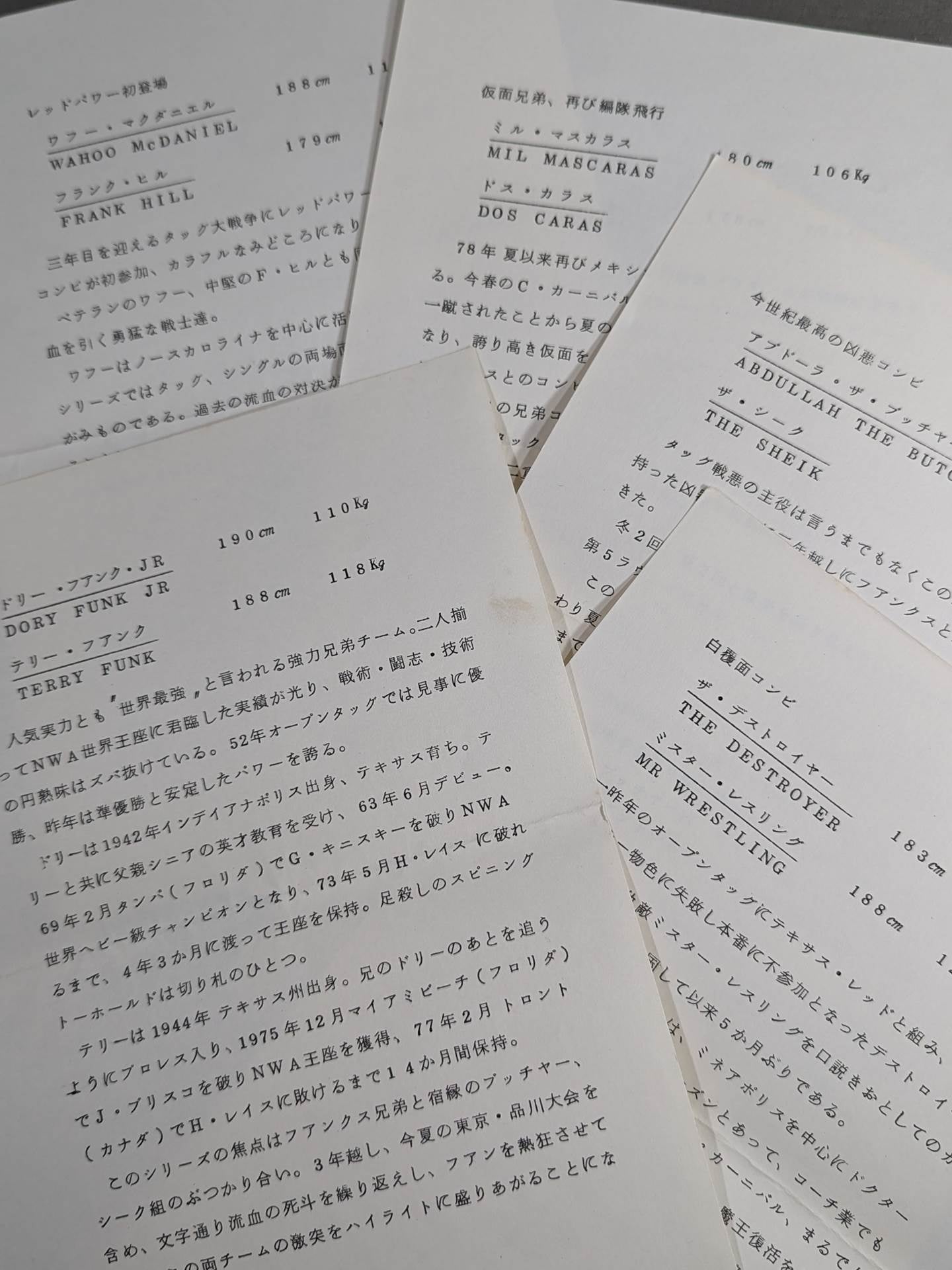 1979年&1980年 全日本プロレス 世界最強タッグリーグ参戦選手 白黒ブロマイドセット