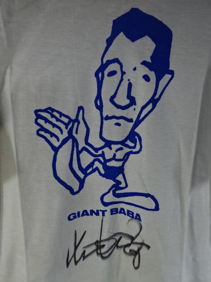 【hand signed autograph】 Giant Baba  Illustration T-shirts (3) (white× blue)