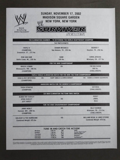 WWE OFFICIAL SOUVENIR PROGRAM 2002