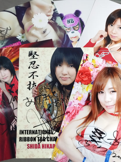 Women's Pro Wrestling  hand signed autograph Pro-Photo  Sets(2)