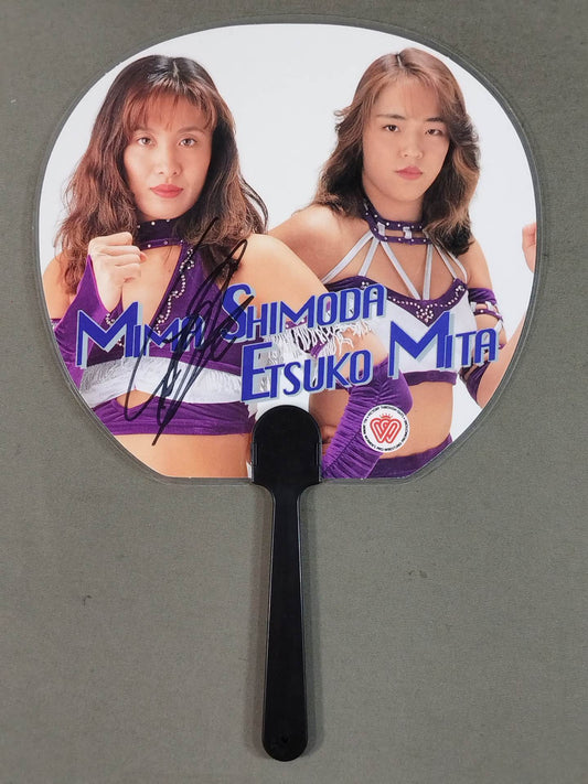 【Mima Shimoda  hand signed autograph 】Las Cachoras Orientales Mini Uchiwa (paper fan)