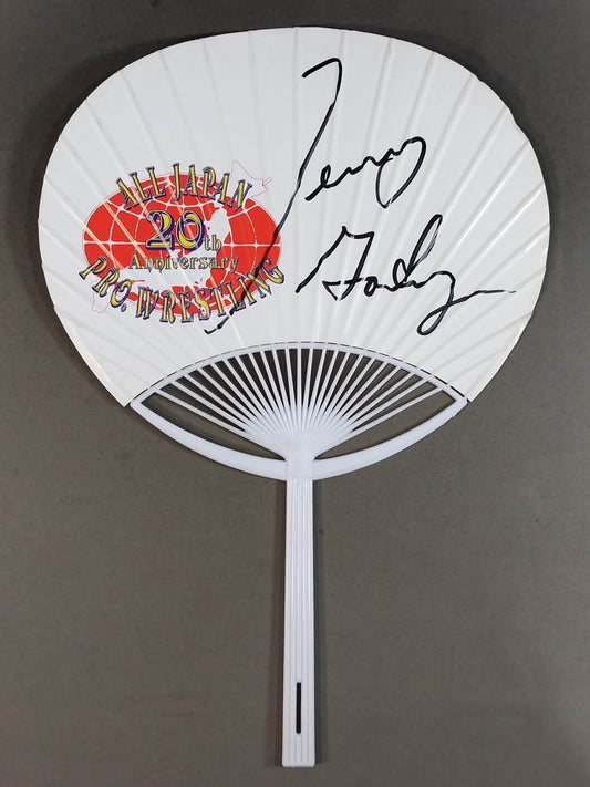 [Terry Gordy hand signed autograph ] All Japan Pro Wrestling 20th Anniversary Uchiwa (paper fan)