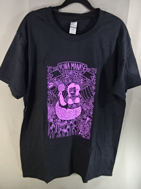 Yuna Manase Illustration T-Shirt (1) (Black)