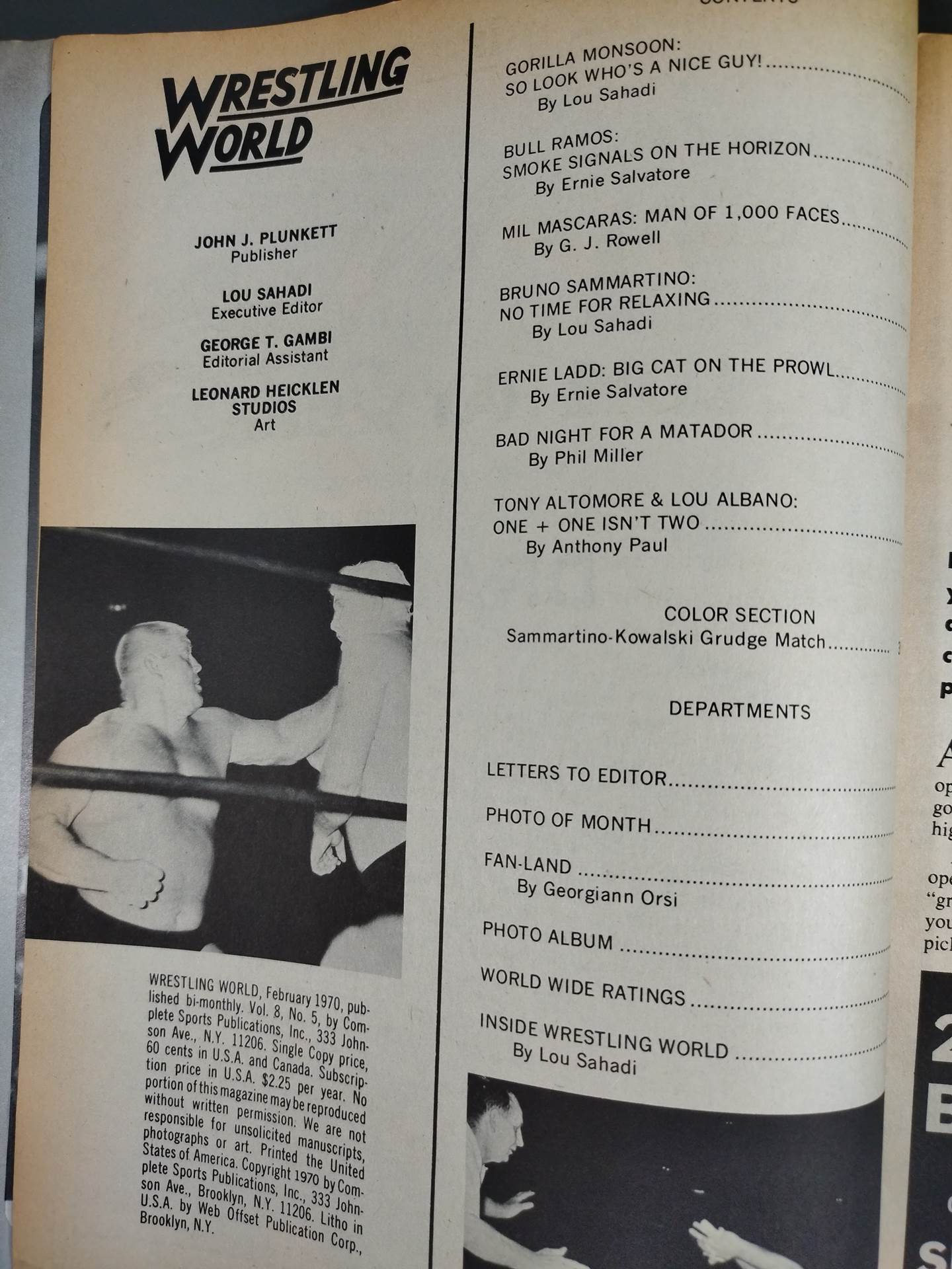 WRESTLING WORLD 1970 SPRING
