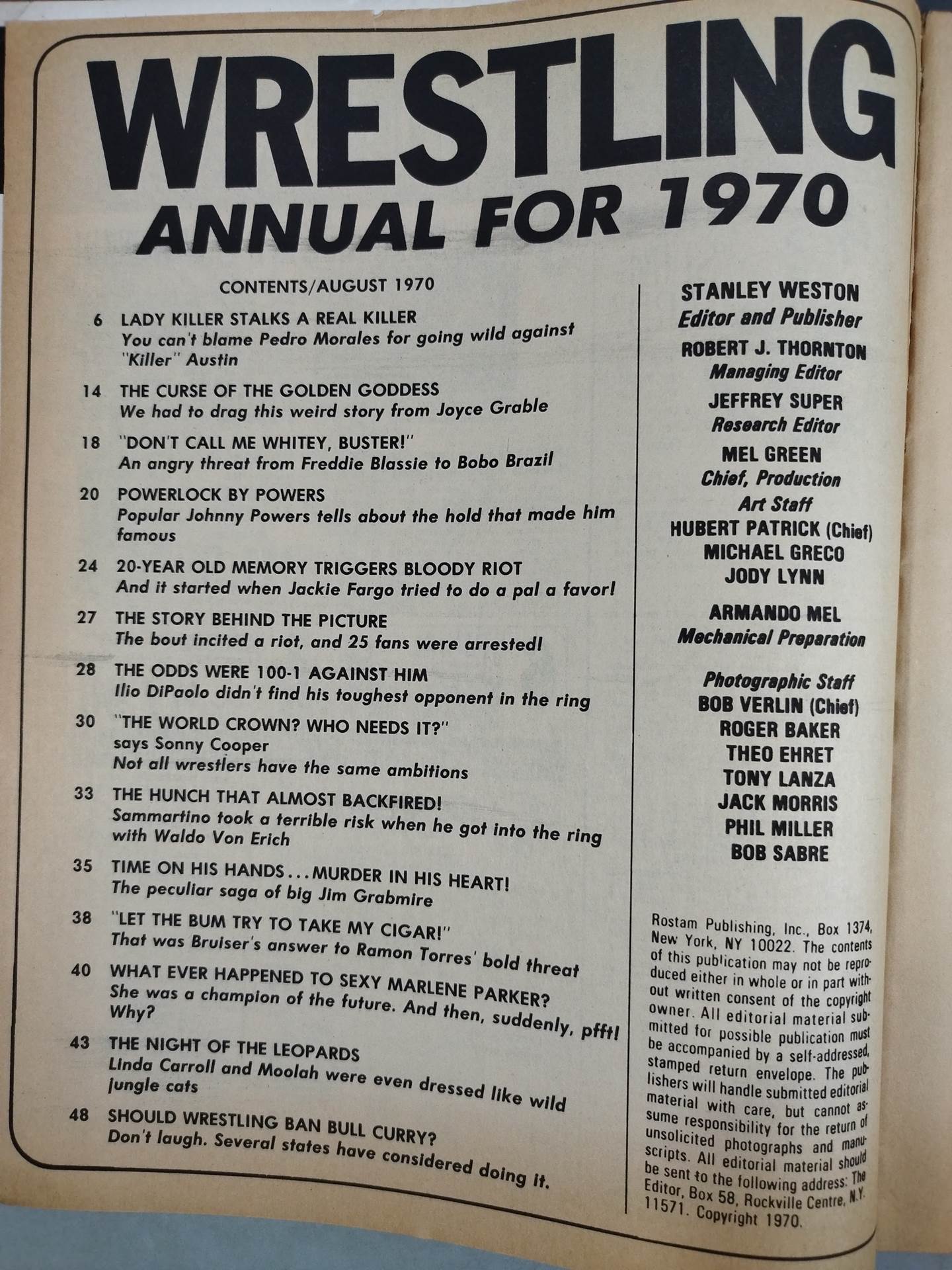 Wrestling  ANNUAL FOR 1970