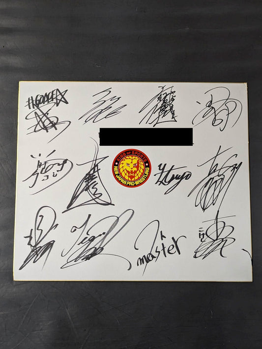 新日本プロレス 12選手直筆サイン寄せ書き(特大色紙・ステッカー貼付)
