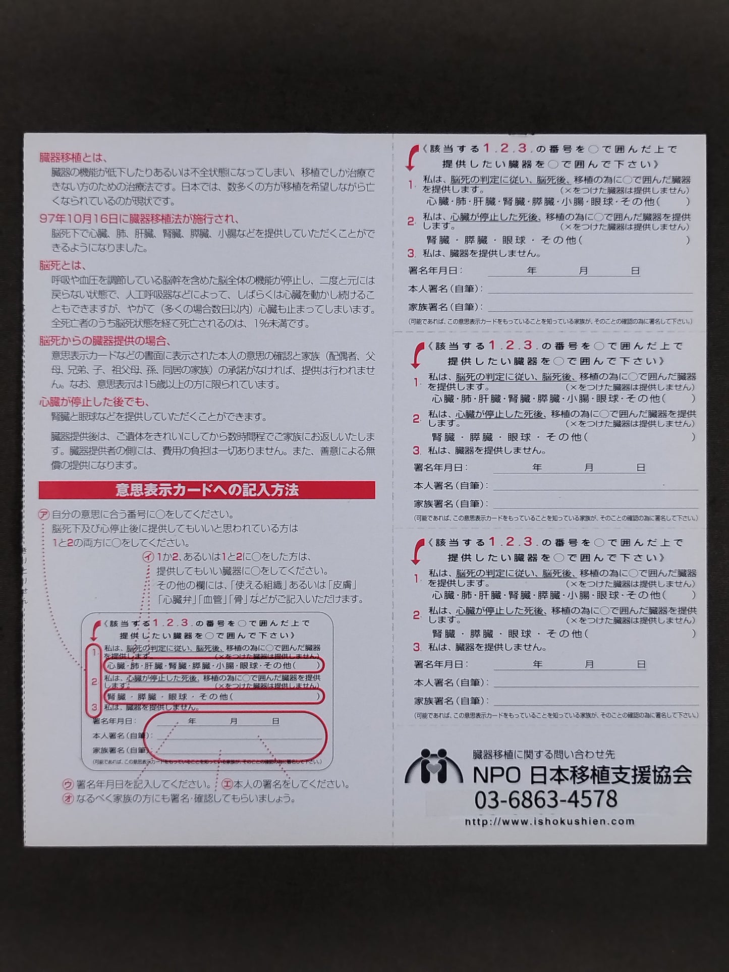 Jumbo Tsuruta Organ Donation Intention Card