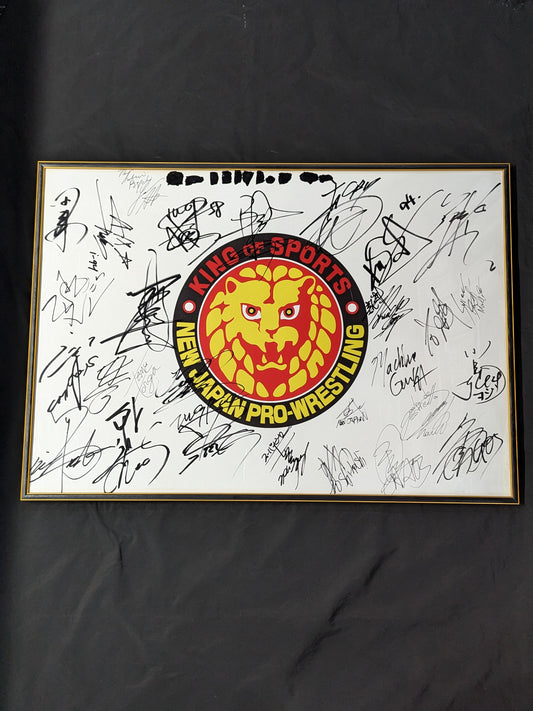 新日本プロレス 28選手直筆サイン寄せ書き(ライオンマーク特大厚紙)