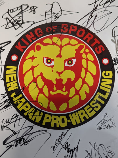 新日本プロレス 28選手直筆サイン寄せ書き(ライオンマーク特大厚紙)