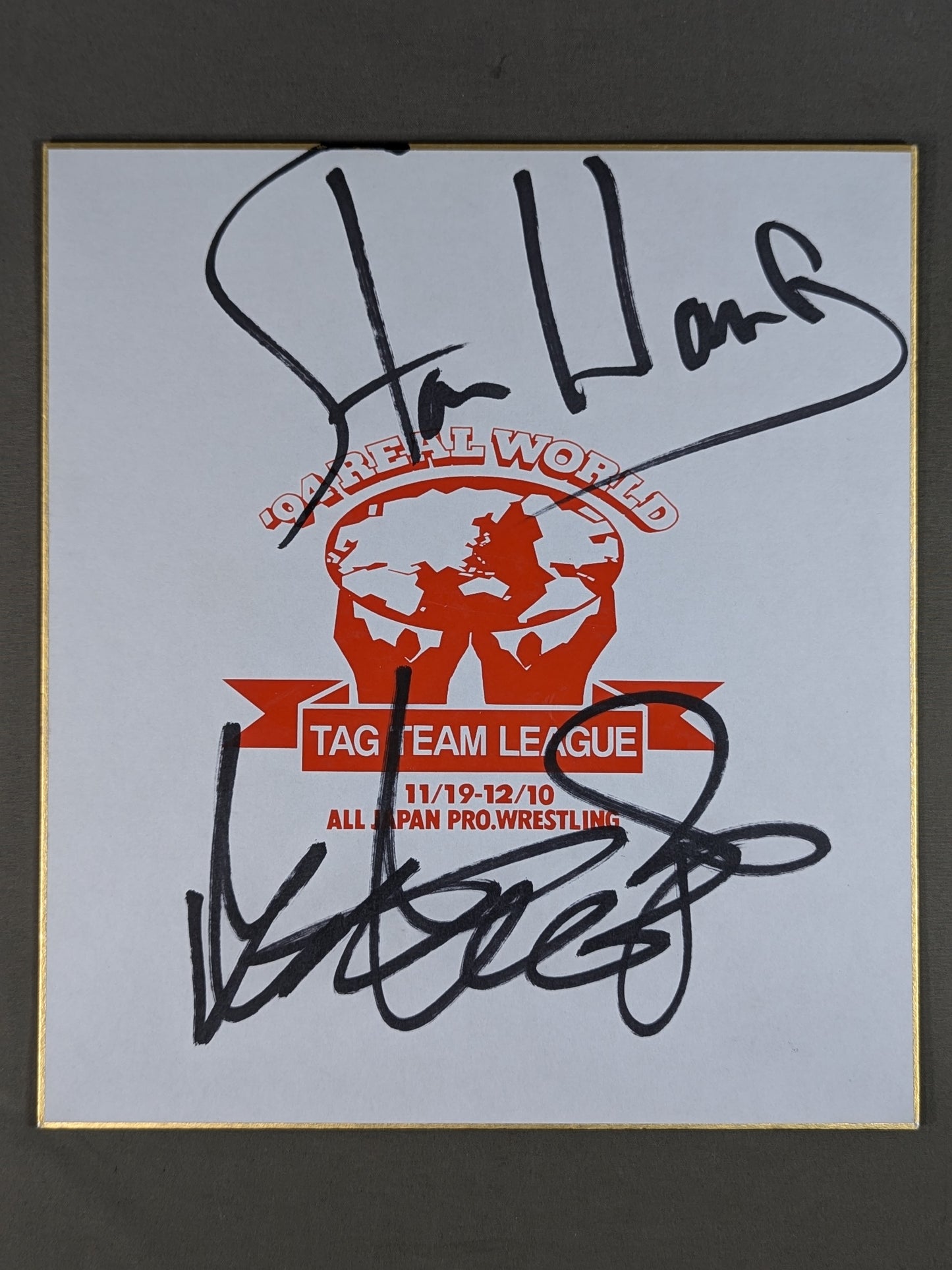 ★ Giant Cannon ★ Stan Hansen & Giant Baba (94 Real World Tag League Shikishi ( Autograph board ) )