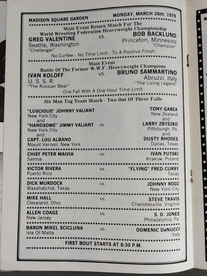 ★バックランドvsバレンタイン 王座戦★ W.W.F. CHAMPIONSHIP WRESTLING OFFICIAL PROGRAM MAGAZINE No.19
