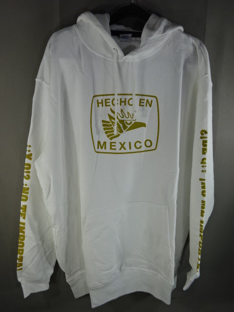 El Desperado ESTILO MEXICANO Pullover hoodie  (White × Gold)
