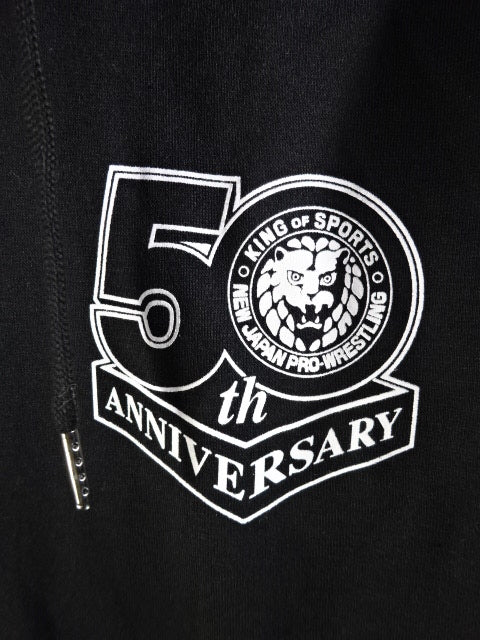 New Japan Pro Wrestling × Shimamura Pullover Hoodie  (2) (50th Anniversary/Black)