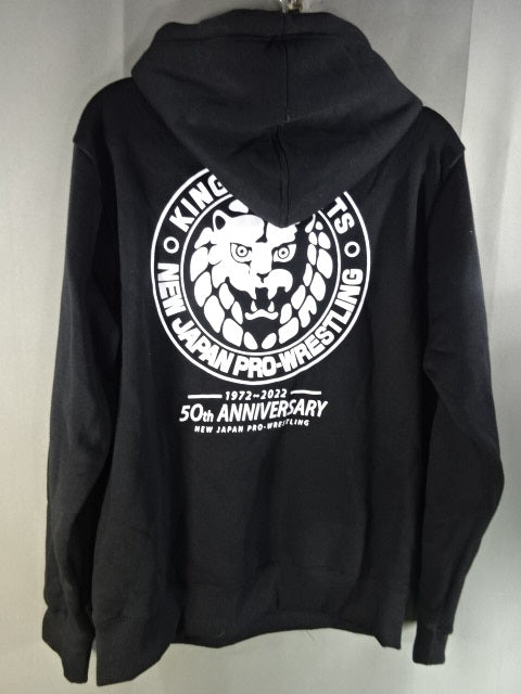 New Japan Pro Wrestling × Shimamura Pullover Hoodie  (2) (50th Anniversary/Black)