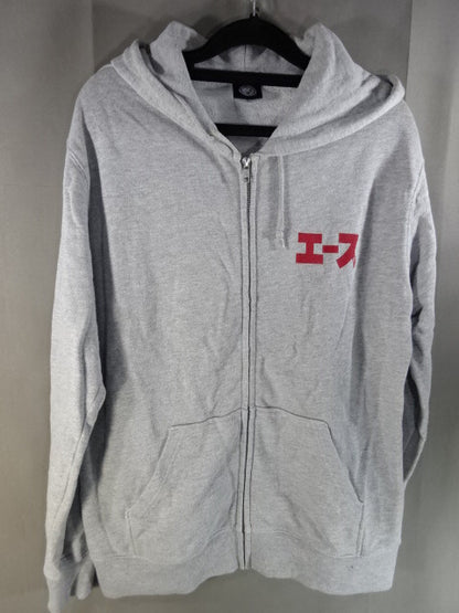 Hiroshi Tanahashi  Zip Hoodie  ( Grey ×Red)
