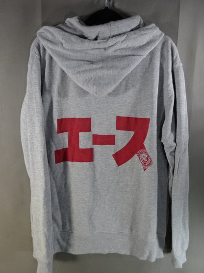 Hiroshi Tanahashi  Zip Hoodie  ( Grey ×Red)