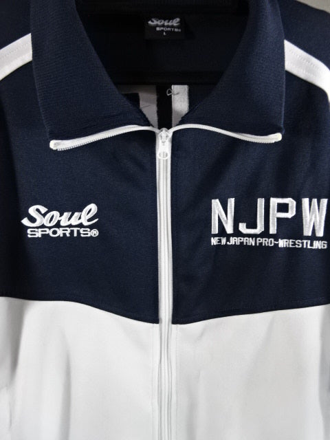 New Japan Pro Wrestling ×SOUL Lion Mark Jersey Jacket (2) (Navy ×White))