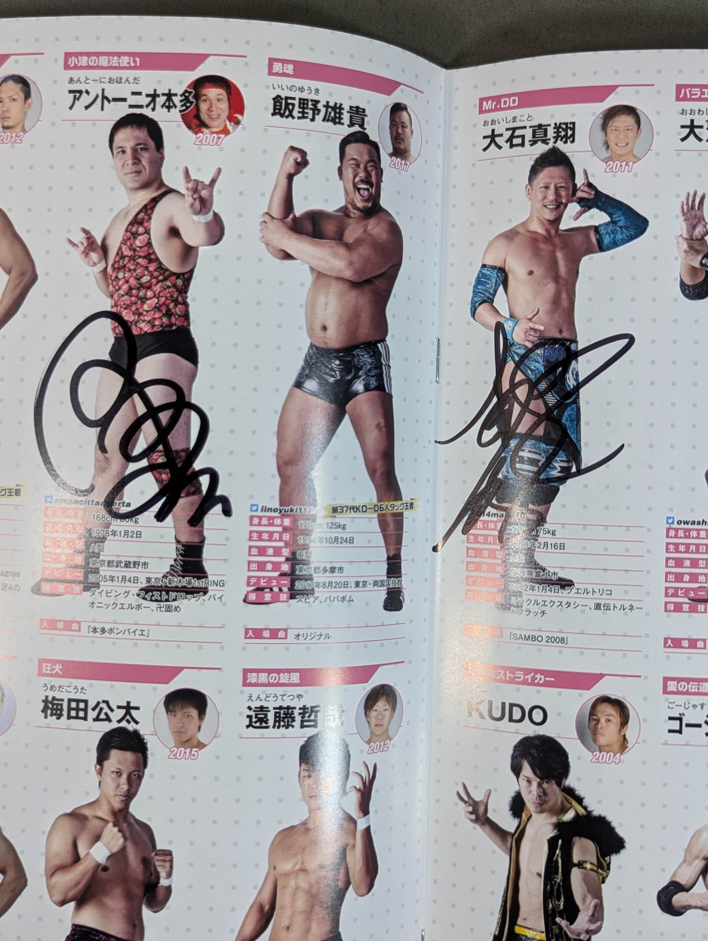 [9 fighters hand signed autograph DDT Official Program March 2019 Vol.62