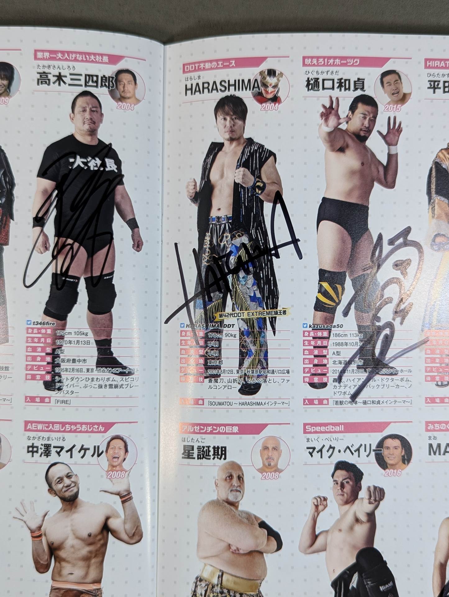 [9 fighters hand signed autograph DDT Official Program March 2019 Vol.62