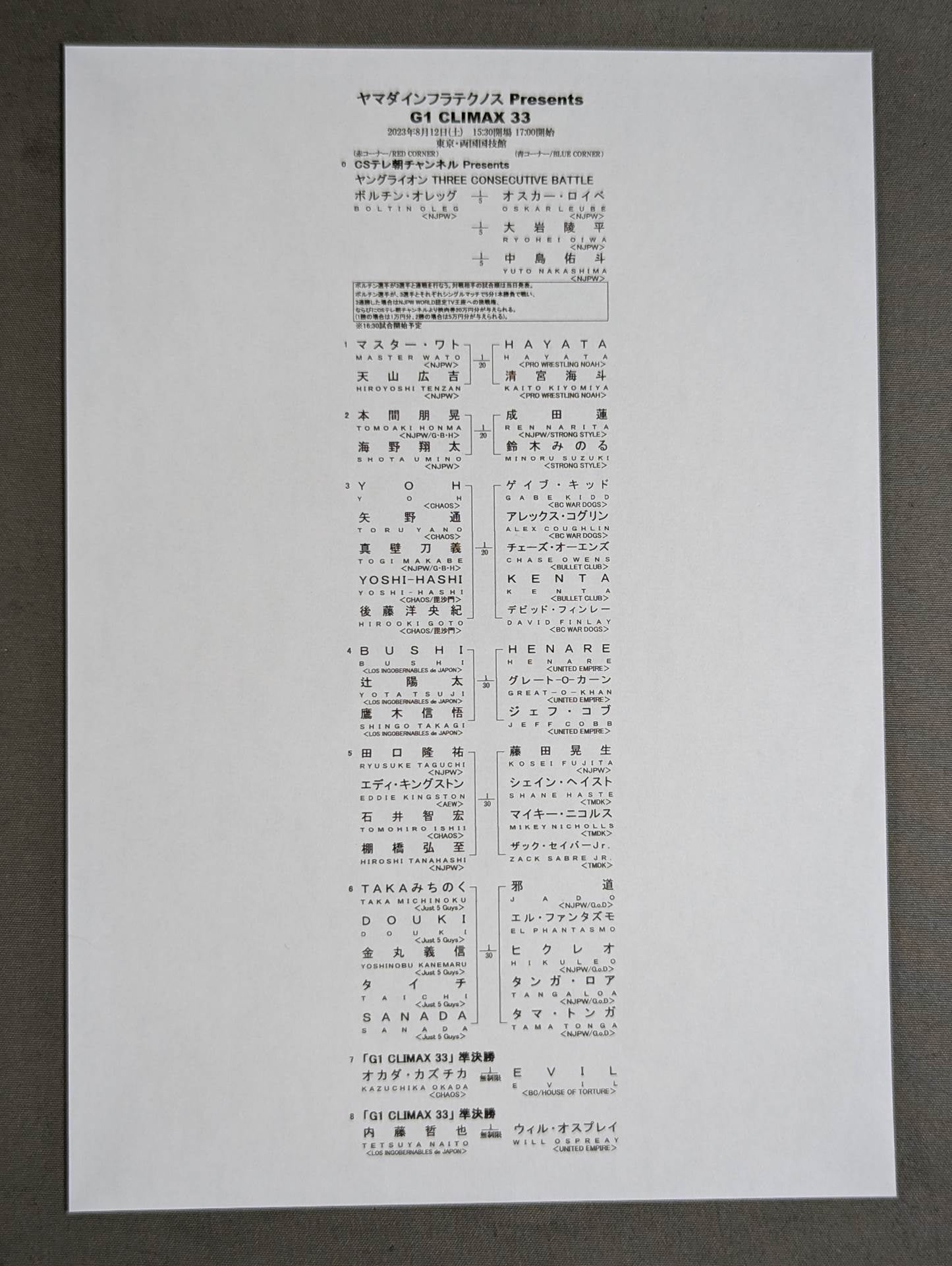G1 CLIMAX 33 / G1クライマックス33