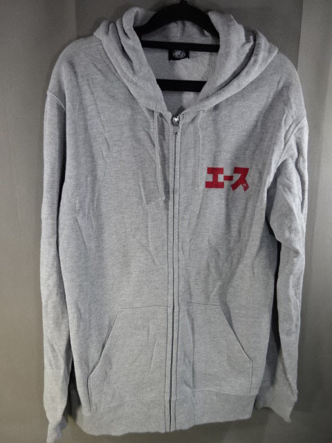 Hiroshi Tanahashi  Zip Hoodie  ( Grey ×Red)