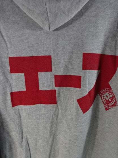 Hiroshi Tanahashi  Zip Hoodie  ( Grey ×Red)