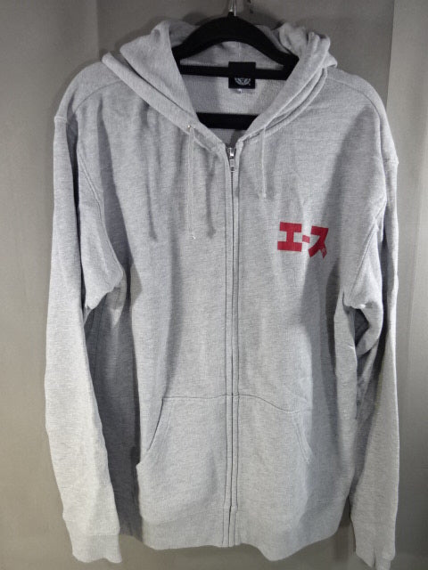 Hiroshi Tanahashi  Zip Hoodie  ( Grey ×Red)