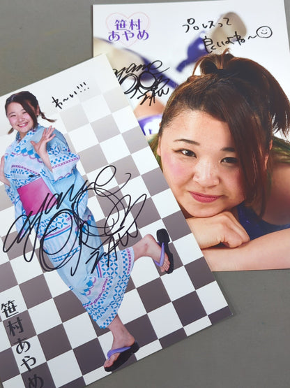 Ayame Sasamura hand signed autograph  Pro-Photo Set of 2