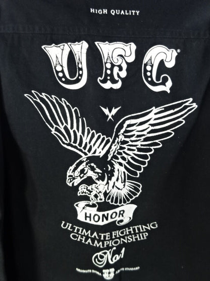 UFC オープンカラーロングスリーブシャツ①(ブラック)