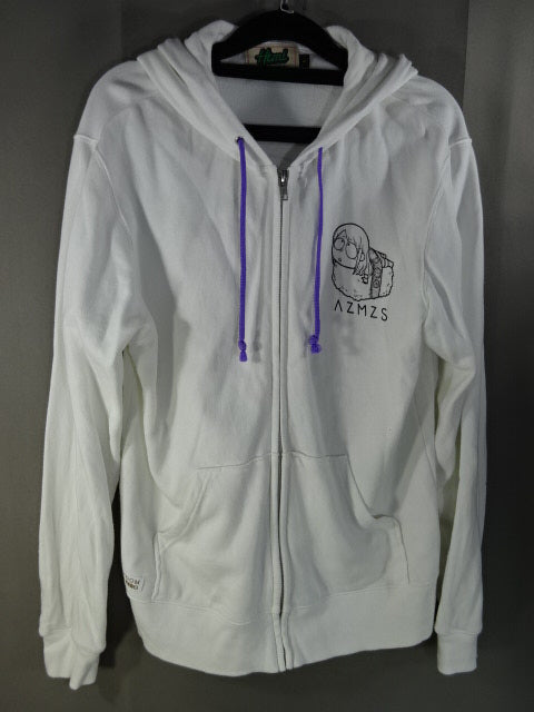 HTML ZERO3×STARDOM AZM Collaboration Zip-Up hoodie  (1) (White)