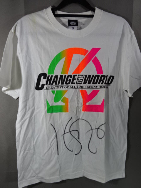 【hand signed autograph】 Kenny Omega CHANGE THE WORLD T-shirt