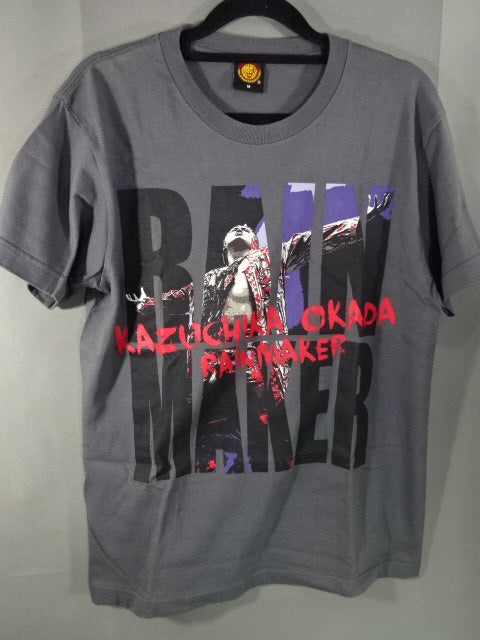 【hand signed autograph】 Kazuchika Okada RAINMAKER×RAINMAKER T-Shirt (Grey)